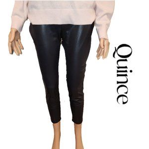 Quince High Waisted Faux Leather Legging Black Large